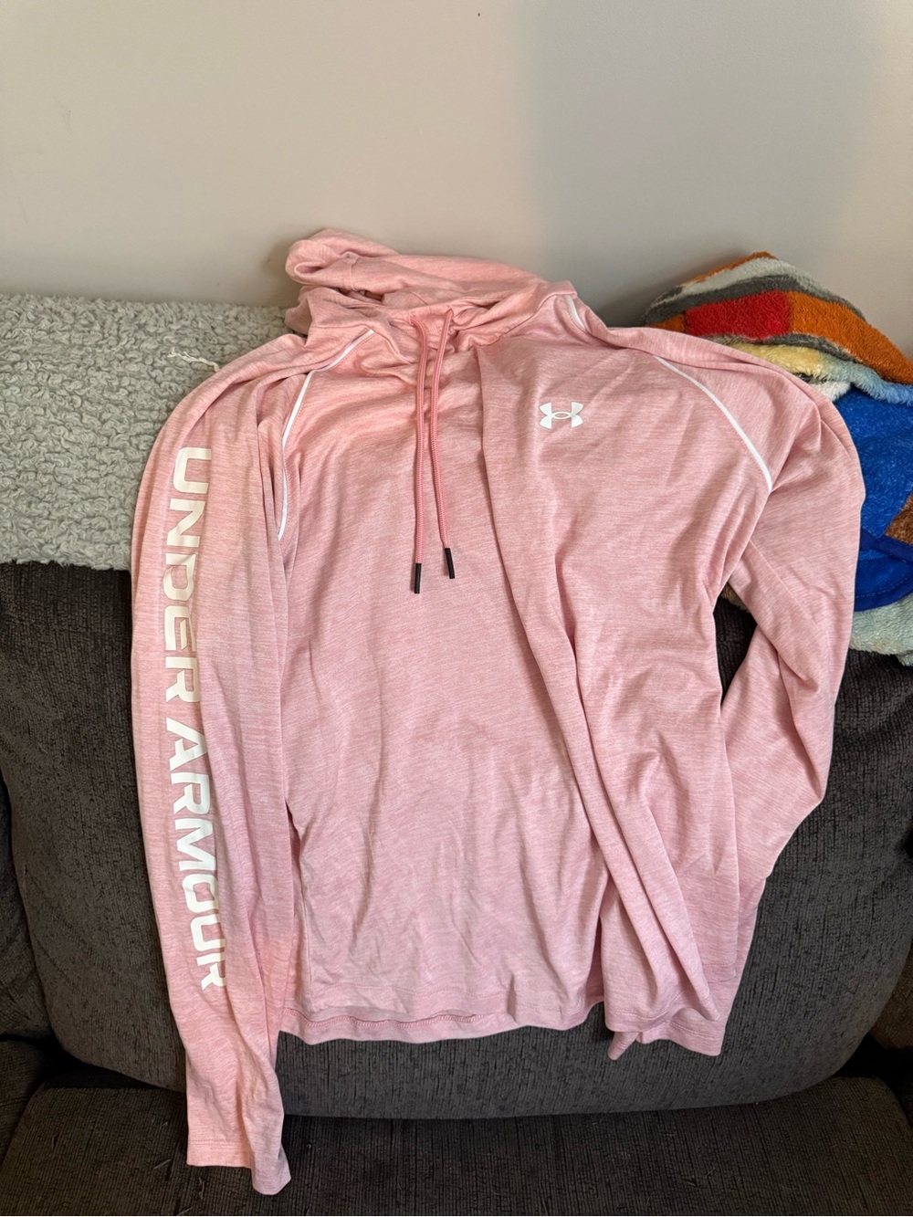 Under Armour Heather Pink Hooded Long Sleeve Pullover